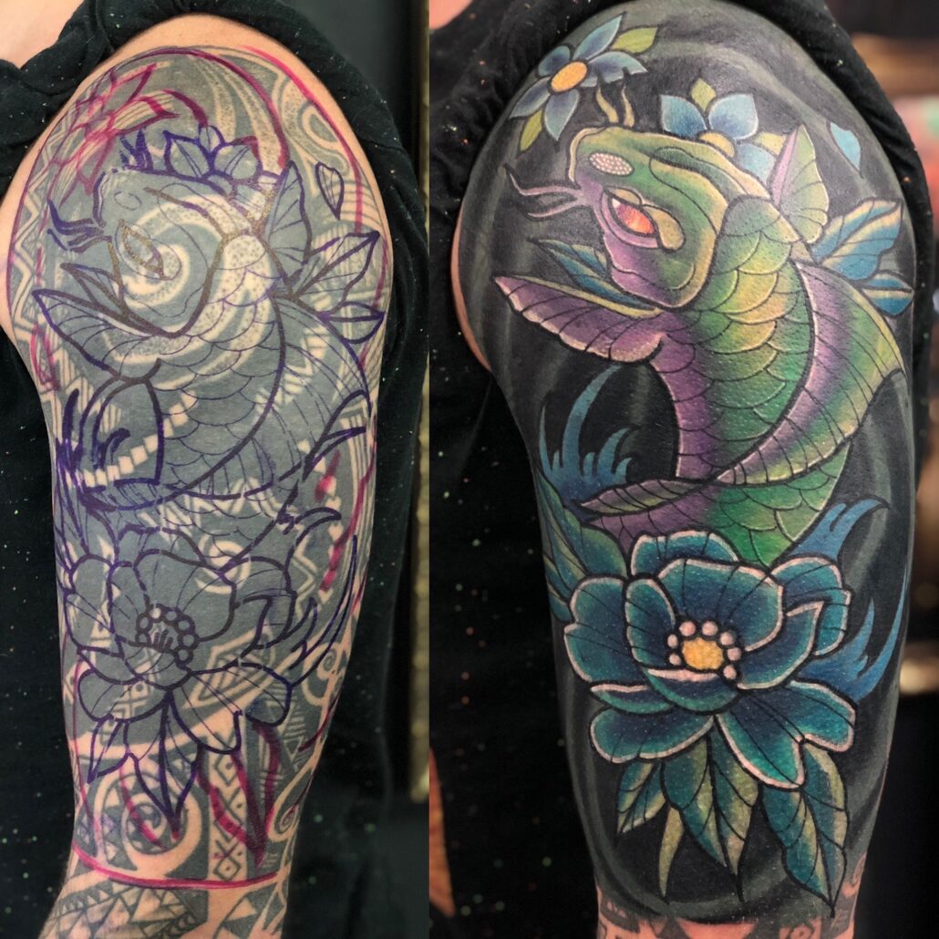 Added some color to a Black and grey tattoo  Help Me Tattoo Training Forum   Tattooing 101